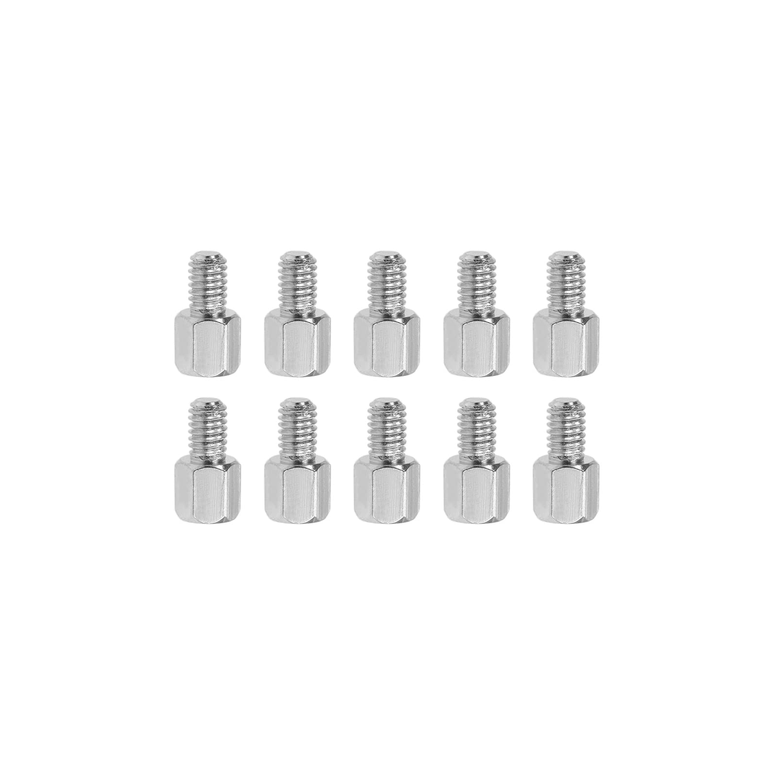 YOKIVE 10 Pcs M4 Standoff Screws, Nickel Plated Hex PCB Standoffs, Keep Height Consistent, Great for Motherboard (Silver Tone, 6mm+6mm)