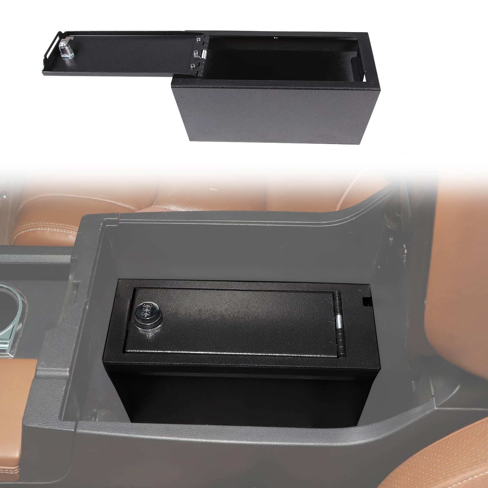 Photo 1 of Center Console Armrest Safe Storage Box Compatible Toyot@ Tundra/Sequoia 2014-2021 Car Center Console Lock Box Armrest Secure Box Security Vault Organizer 3-Digit Combination Lock (Style B)