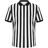 allentian Referee Shirt for Men, Black Stripe Umpire Jersey, Zipper Basketball, Football, Soccer Ref Uniform
