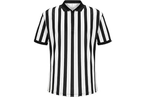 allentian Referee Shirt for Men, Black Stripe Umpire Jersey, Zipper Basketball, Football, Soccer Ref Uniform