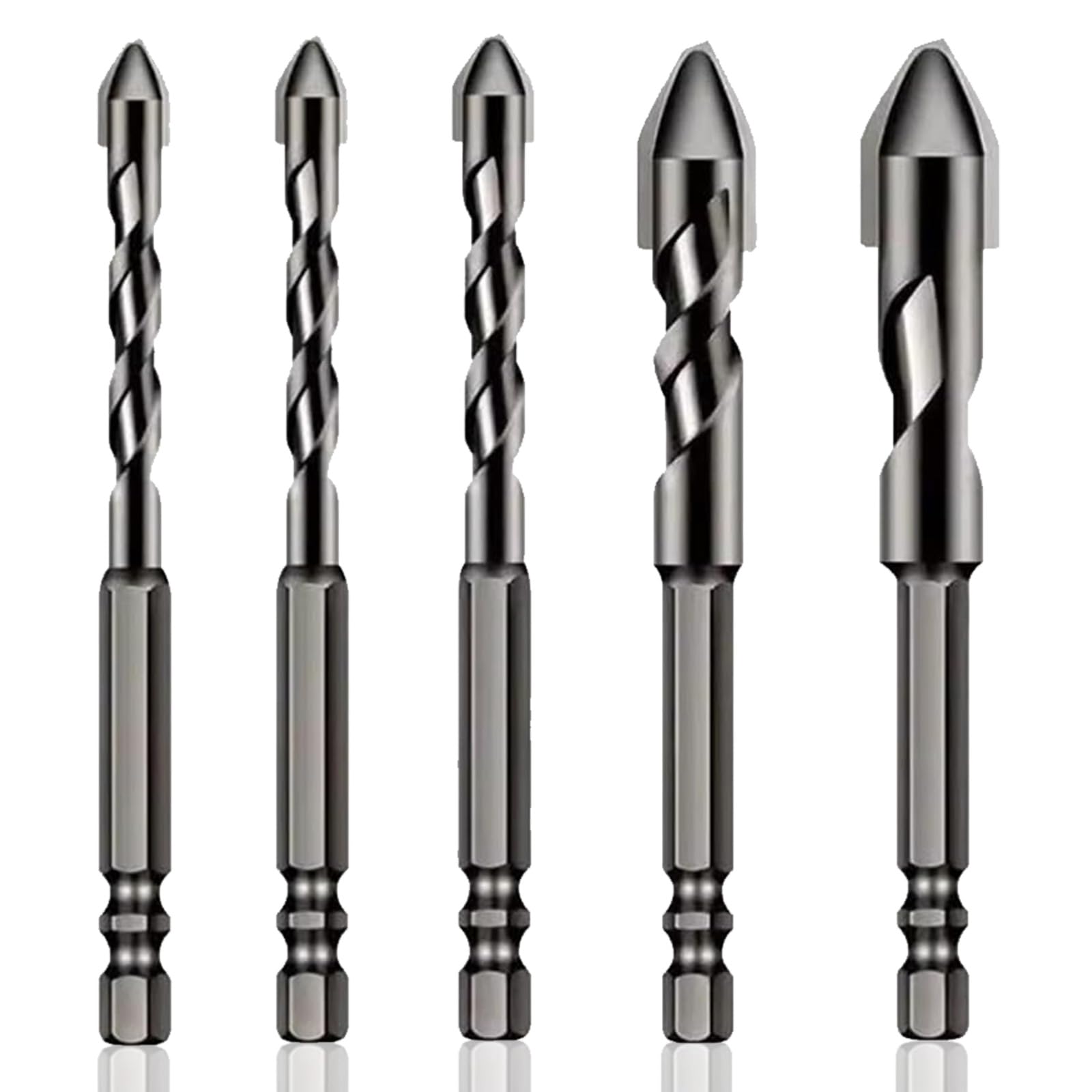 Dwzain 5 Pcs High-Strength Eccentric Twist Drill Bit,Metal Drill Bits,Concrete Drill Bit,Multifunction Drill Bit Set,for Ceramic Tiles, Bricks, Plastics, Cement Wood Glass (6/8/10/12mm)