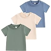 Tsseiatte 3-Pack Toddler Baby Boy Girl Short Sleeve Crew Neck T Shirt Pullover Shirts Summer Basic Tees Solid Casual Clothes