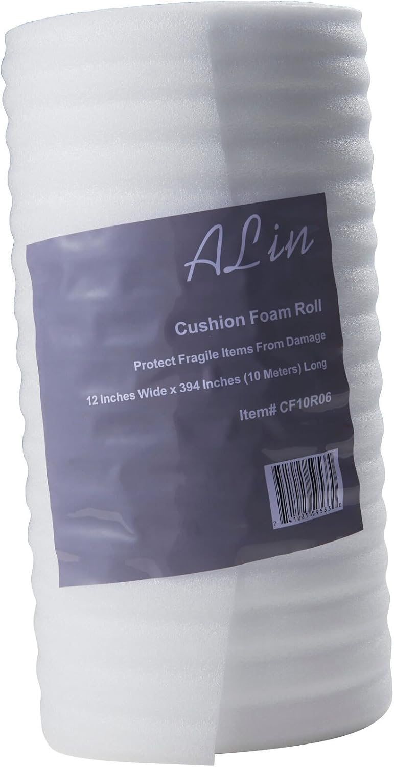 Foam Wrap Roll 12” x 394" (10 Meters), Protect Dishes, China, and Furniture, Packing Supplies, Packing Cushioning Supplies for Moving (Thickness: 1/16"): Office Products