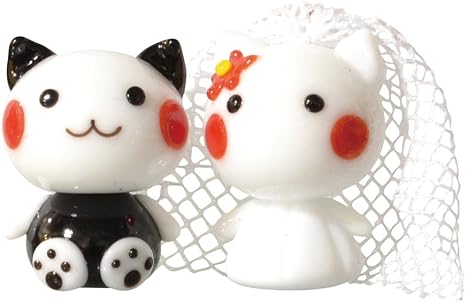 Amazon Co Jp かわいい 猫 手作り ガラス細工 ウェディングニャンコ Cyk1544 ホーム キッチン