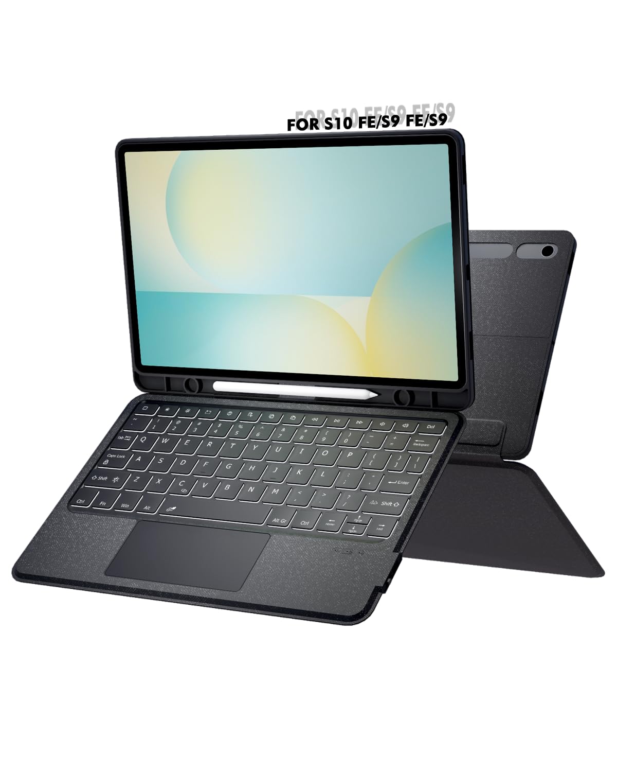 Photo 1 of Doohoeek Keyboard Folio for Samsung Galaxy S10 Fe 10.9" 2025 / S9 FE / S9, Bluetooth Keyboard Touch with 7-Color Backlit & Any-Angle Stand & Cover Case for Galaxy S10 Fe 10.9-Inch Accessory