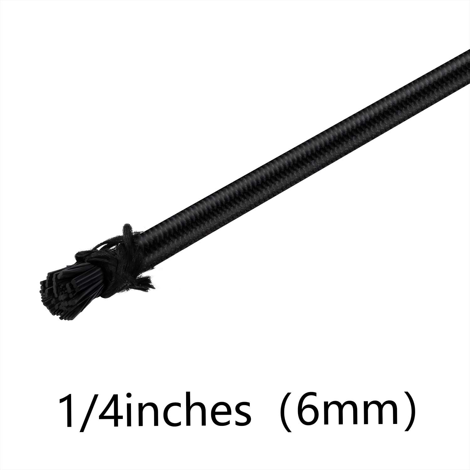 Aodaer Bungee Shock Cords Elastic Band Nylon Cords Heavy Stretchy String Rope for Marine Kayak, Tie Down, Trailer Strap or DIY Applications (1/4 inch x 32 feet, black) - - 
