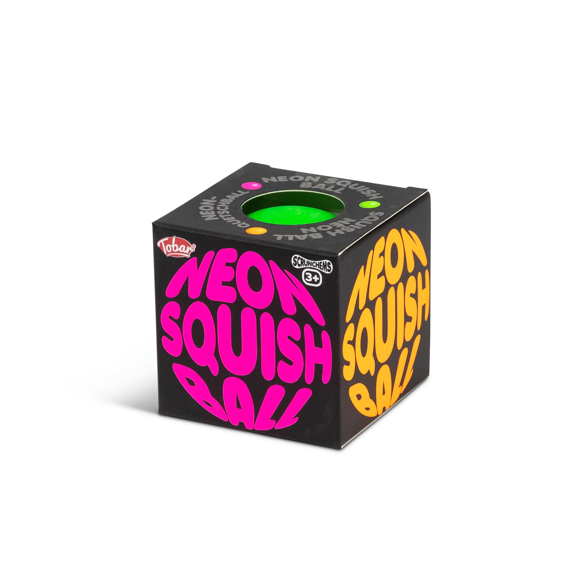 Tobar 38438 Neon Squish Ball Assorted Designs and Colours, 6 cm
