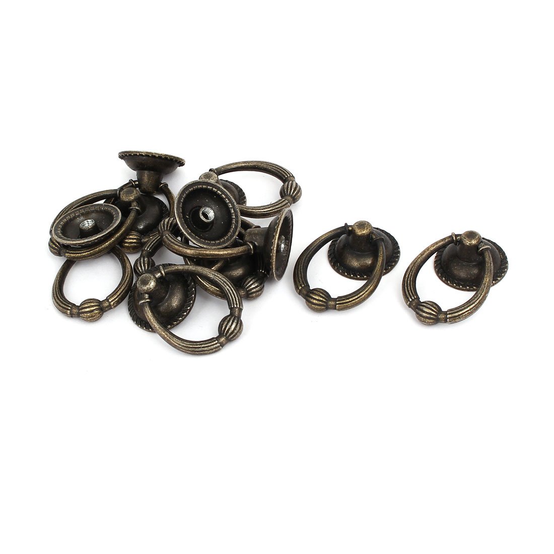 Sourcingmap Cabinet Dresser Single Hole Round Zinc Alloy Ring Pull Handles Knobs 10PCS