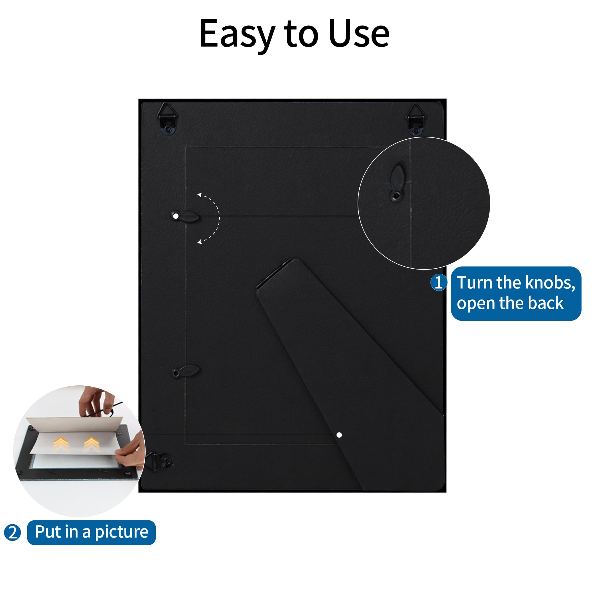 Flocey 3.5x5 Glass Picture Frame Set of 2, Black Photo Frame for Tabletop or Wall Display Vertically or Horizontally