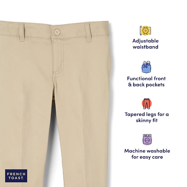 FRENCH TOAST SKINNY FIT STRETCH TWILL PANT, KHAKI, 4 (YOUNG WOMEN)