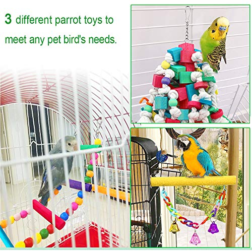Large Bird Swing Toys, 3 PCS Big Parrots Chewing Natural Wood with