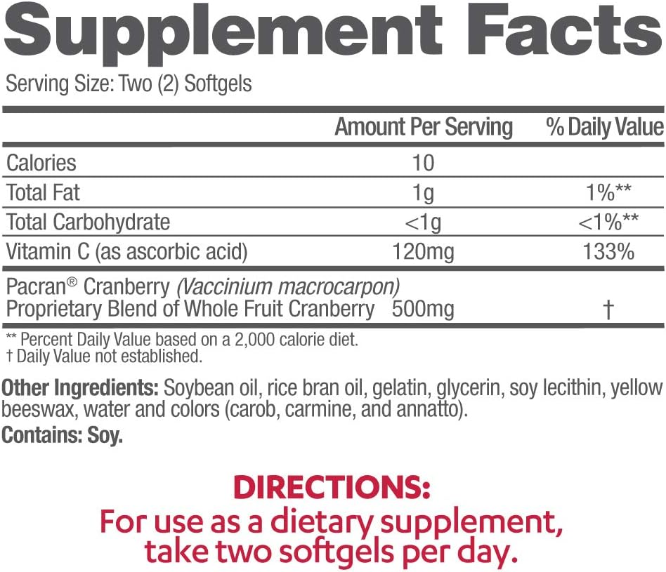 AZO Cranberry Urinary Tract Health Dietary Supplement, 1 Serving = 1 Glass of Cranberry Juice, Sugar Free, 100 Count: Health & Personal Care