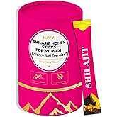 500MG Pure Himalayan Shilajit Honey Sticks with Saffron,Shilajit Honey Sticks for Women with 75%+ Fulvic Acid,85+ Trace Minerals for Enhance Energy&Strength&Immune,Strawberry Honeysticks 30 Sticks