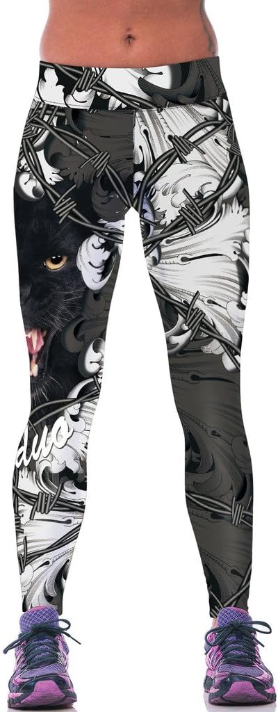 ColorFino Women's Panther Printed Flex Yoga Pants Work-Out Leggings