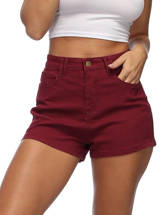 Uoohal Women Summer Sexy Side Zipper High Waist Jean Shorts Casual