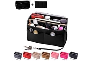 ZTUJO Purse Organizer Insert, Felt Bag Organizer with Metal Zipper, Handbag & Tote Shaper, For Speedy Neverfull Tote, 7 Sizes (Medium, Black)