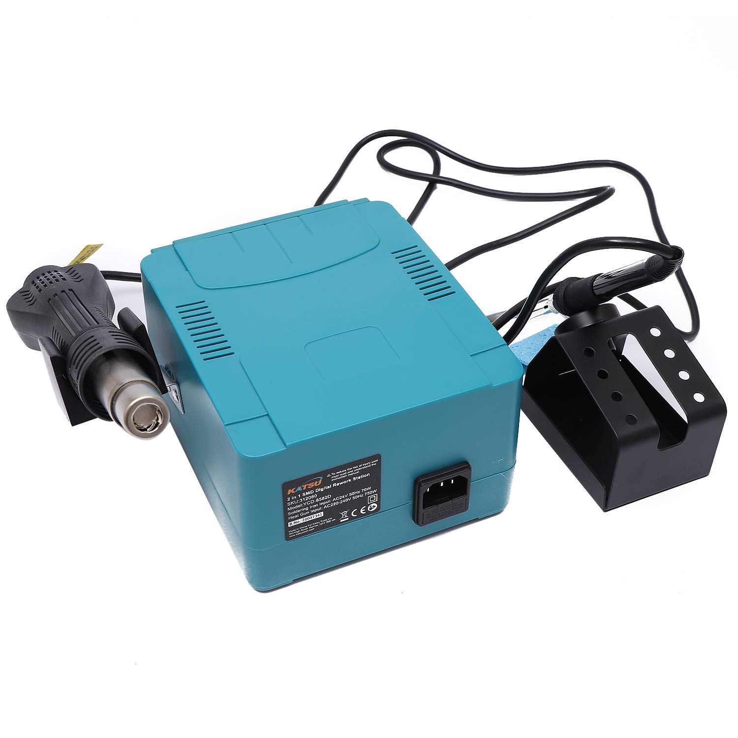 Hot Air Rework Station, KATSU 2 in 1 Electric Digital Display Heating Gun Hot Air Gun Soldering Iron Welding Station Kit - Image 4
