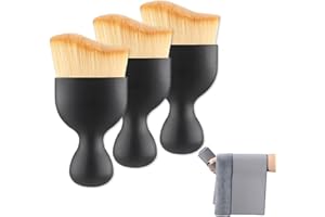 YUXITIA Car Interior Detailing Brush, Auto Interior Soft Hair Removal Brush,Car Cleaning Brush Interior Soft Bristles Detailing Brush Dusting Tool for Car,Home,Office,Computer,Keyboard (3PCS) + 1 Towel