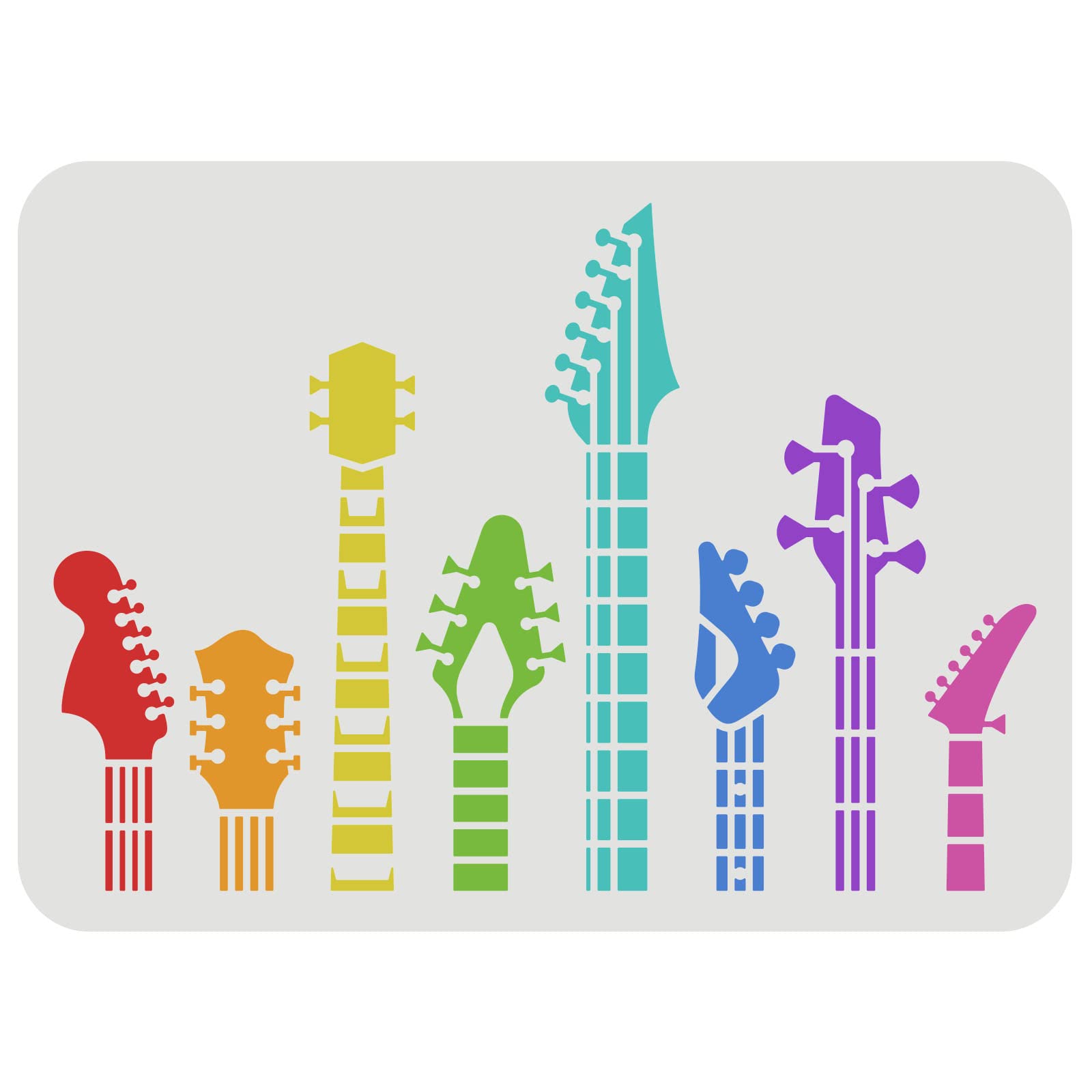 FINGERINSPIRE Guitar Neck Stencil 29.7x21cm Reusable Various Guitar Neck Pattern Drawing Stencil Guitar Painting Template Music Stencil for Painting on Wall, Wood, Furniture, Fabric and Paper