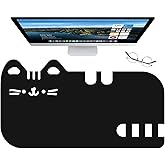 Dapesuom Large Gaming Mouse Pad, Extended Mouse Mat with Stitched Edges, Cute Anime Cat Keyboard Pad with Non-Slip Base, Big XXL Desk Mats for Gamer, Laptop, Computer, Desktop, 29.5 x 15.9in, Black
