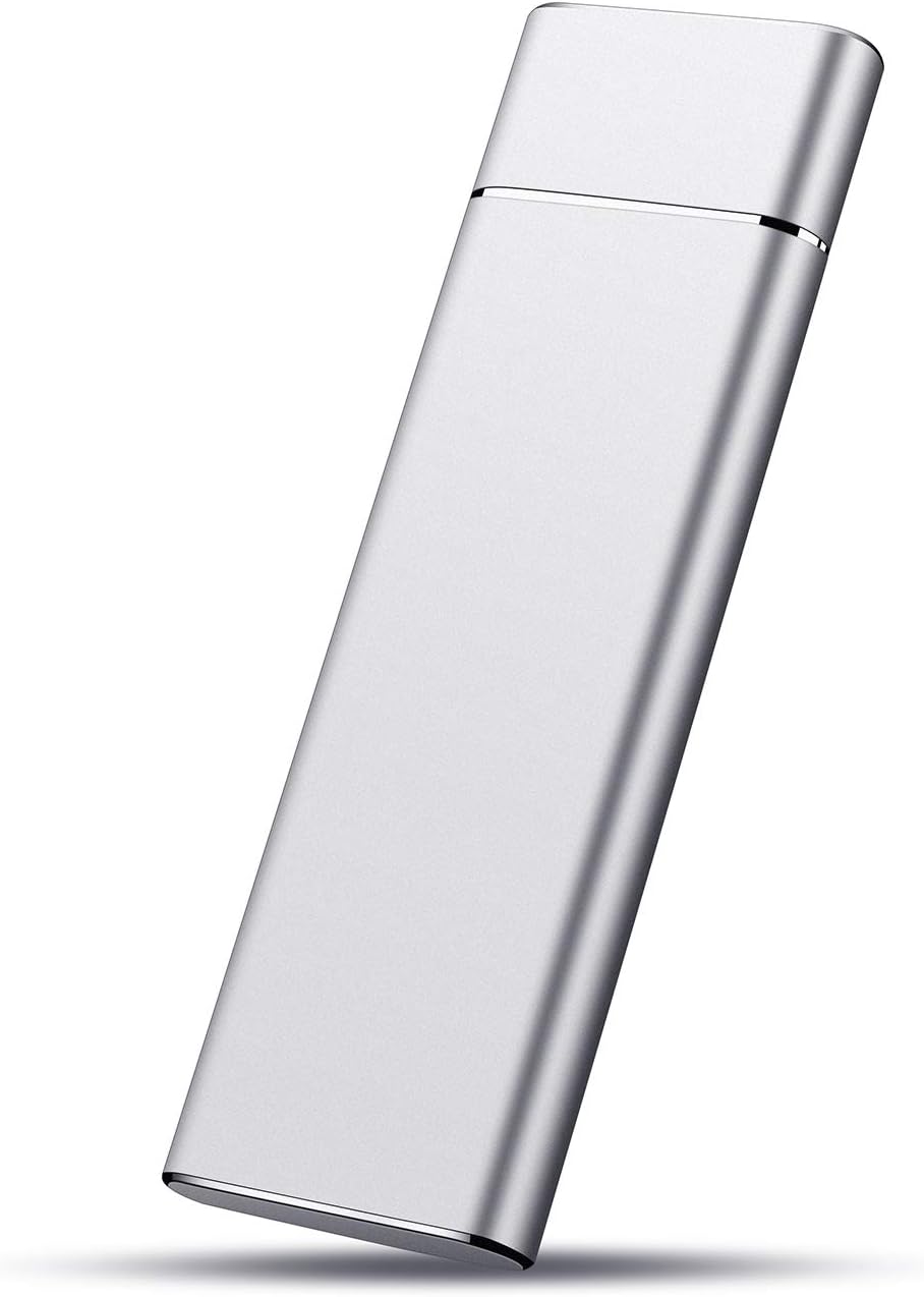 External Hard Drive, Hard Drive Portable USB 3.1 Data Storage Compatible with PC, Laptop and Mac (2TB, Silver)