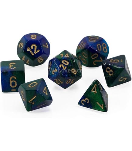 DND Dice Set-Chessex D&D Dice-16mm Gemini Purple, Teal, And