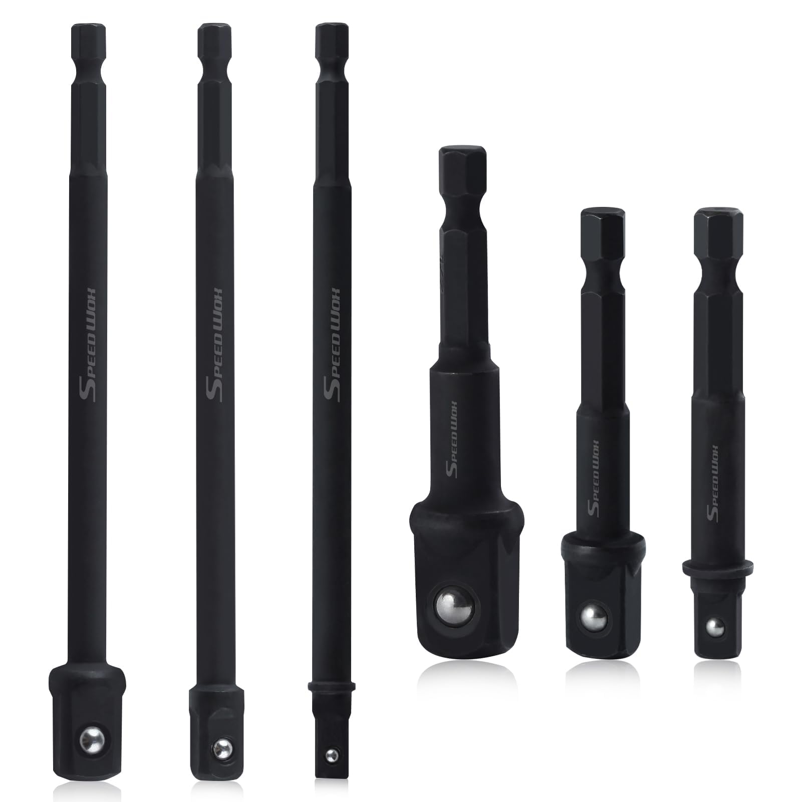 SPEEDWOX 6Pcs 3-Inch and 6-Inch Impact Grade Socket Adapter Set Socket Adapter Extension Set Impact Adapter Set Socket Sets 1/4 3/8 1/2 Impact Socket Adapter Set 1/4 Hex Shank Socket Driver