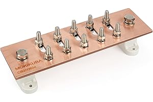 Wall Mounted Ground Bar Kit-Copper Bus Bar 7.88"x2.36"x .157" with 1/4" Terminal Positions and UL Material BusBar Insulator P