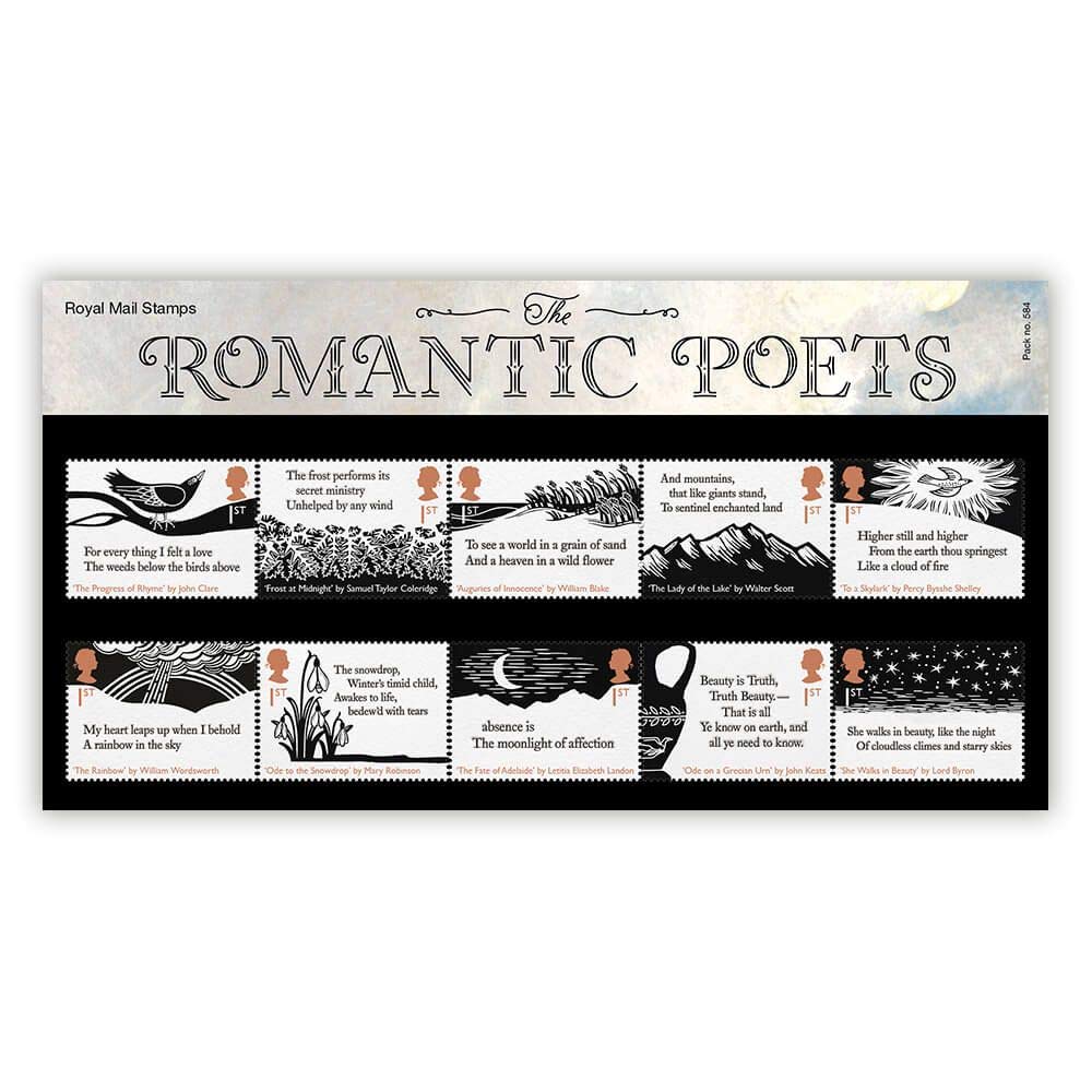 The Romantic Poets Stamps Presentation Pack 2020