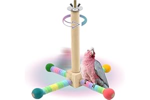 FAILUN Upgraded Parrot Perch Toy,Rotating Bird Perch Stand with Chew Ball Toy for Small&Medium Birds,Bird Cage Accessories for Parakeets Cockatiels Lovebirds Conures Finches Budgies (Rainbow Colors)