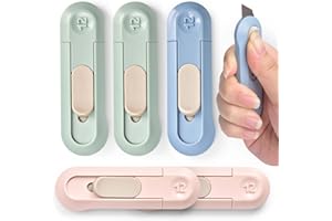 CONLI Letter Opener Box Cutter Cute, 6 PCS Automatic Knife Cartons Cardboard Cutter Featuring Compact Blade Razor Knives for Office, Home and School Use