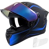 Full Face Motorcycle Helmets for Men Women, DOT Approved | Extra Clear Visor, Dual Visor Quick Release Buckle, Street Bike Auto Racing Helmet for Adult Motorbike ADV Moped Scooter ATV