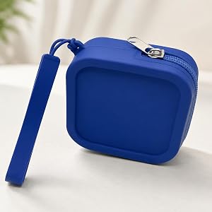 Silicone Storage Pouch, Square Zipper Organizer Case with Wrist Strap for Lipstick, Earbuds, Keys, Coins and Travel Accessori