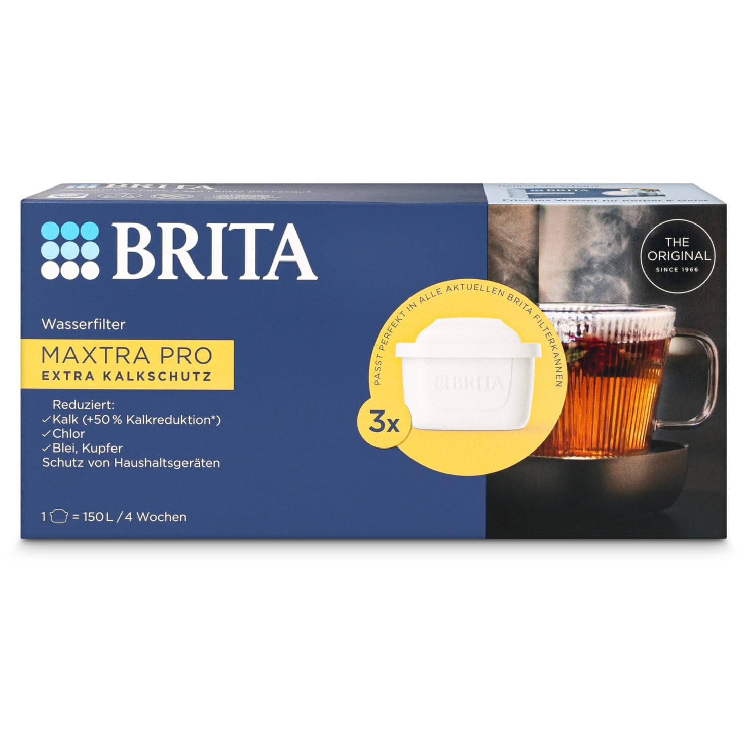 BRITA Water Filter Cartridges MAXTRA PRO Extra Limescale Protection - Pack of 4 - Original BRITA Replacement Cartridge for Ultimate Device Protection and Reduction of Limescale, Impurities, Chlorine &