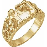 Men's Solid 14k Yellow Gold 11mm Nugget Ring Band - Size 11