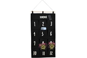 Black 12-Pocket Wall Chart 15"x29" Hanging Cell Phone Storage for Classroom Door