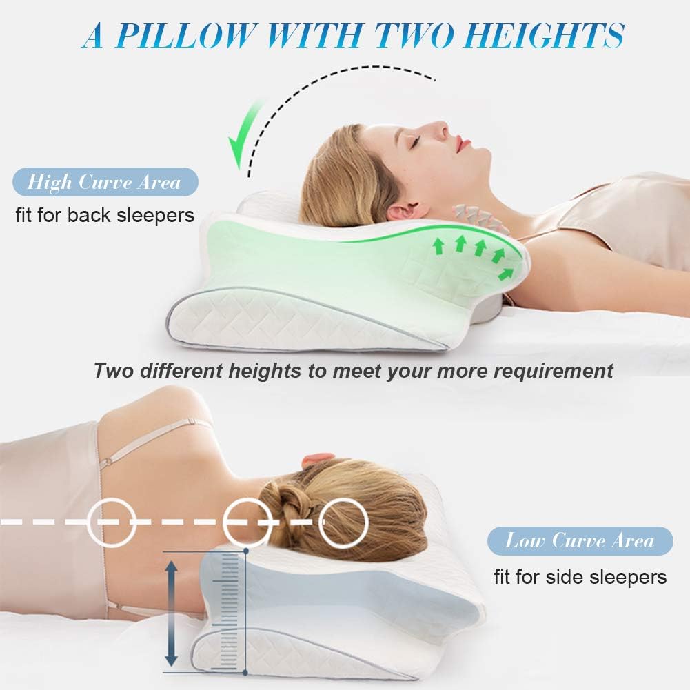 HOKEKI Memory Foam Pillow,Cervical Support Pillow for Side Sleepers,Orthopedic Contour Pillow for Neck Pain,Ergonomic Bed Pillows for Sleeping,Posture Pillow for Back and Stomach Sleep,with Pillowcase: Home & Kitchen