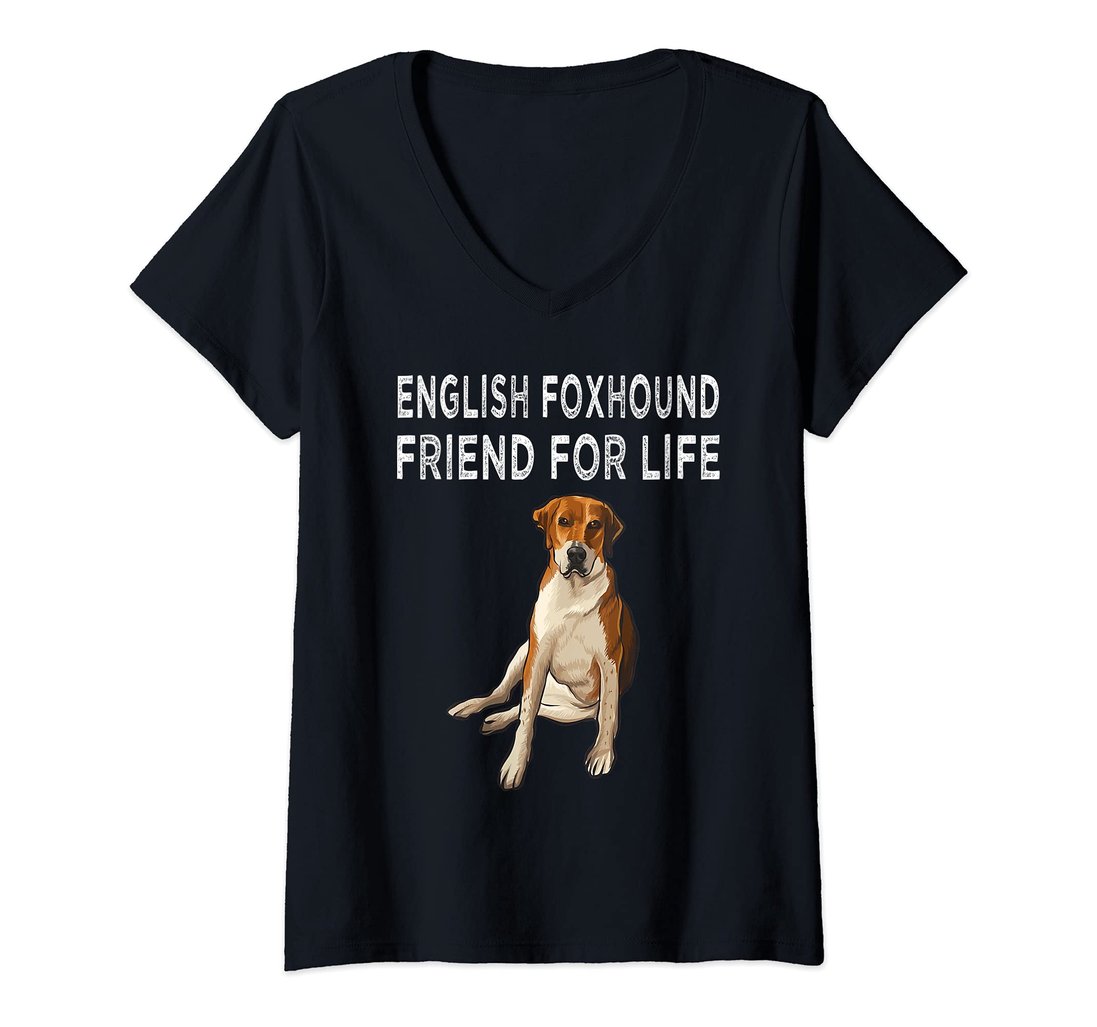 Womens English Foxhound Friend For Life Dog Friendship V-Neck T-Shirt