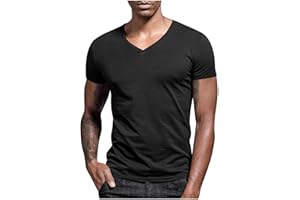 Men's Short Sleeve Shirts Quick Dry Active Shirt V Neck Solid Color T Shirt Muscle Running Gym Workout Tee Tops