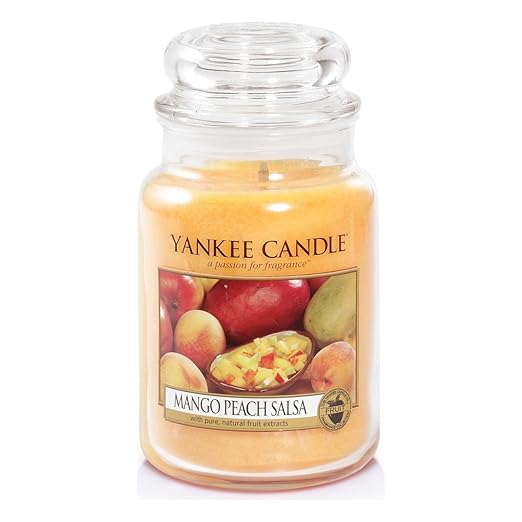 title=Yankee candle 1114681E Mango Peach Salsa Candele in giara grande, Vetro,