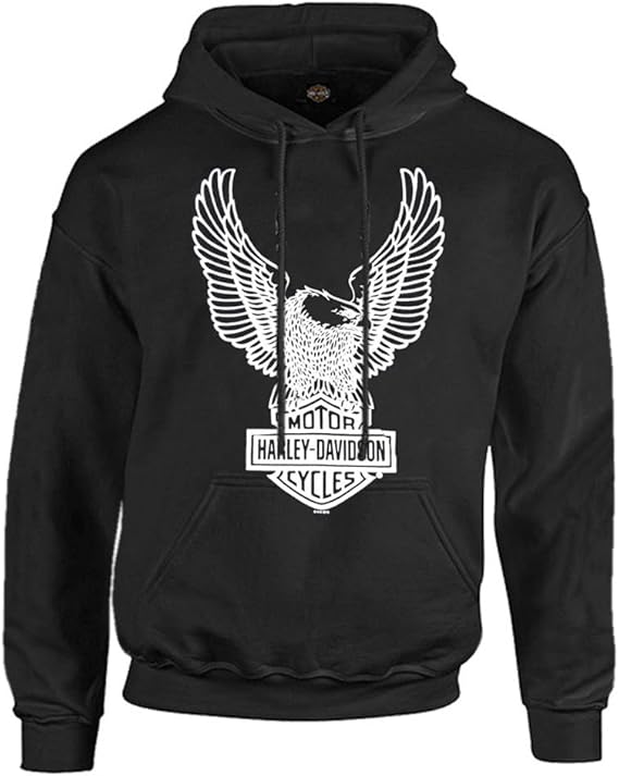 HarleyDavidson Men's Pullover Hoodie Sweatshirt, Eagle Hooded 30296662 (3XL) Black