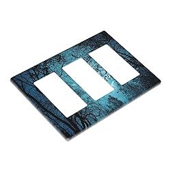 Spshian Light Switch Cover Teal Full Moon Forest 3