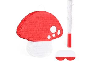 Abilat Mushroom Pinata with Stick and Blindfold Fairy Pinata for Kids 3D Mushroom Birthday Party Decorations Baby Shower Party Supplies