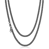 Suplight Stainless Steel Flat Link Chain Necklace 4mm/6mm Box Chains for Men Women Hip Hop Jewelry for Rapper 18"-30", Send Gift Box