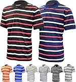 Enimay Men's Big and Tall Short Sleeve Casual Striped Polo Rugby Style Shirt