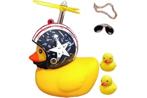 ACEDOAMARE Duck Bike Bell, Cute Rubber Yellow Duck Bicycle Accessories with LED Light Propeller Helmet Squeeze Horns for Cycling Motorcycle Handlebar Bicycle