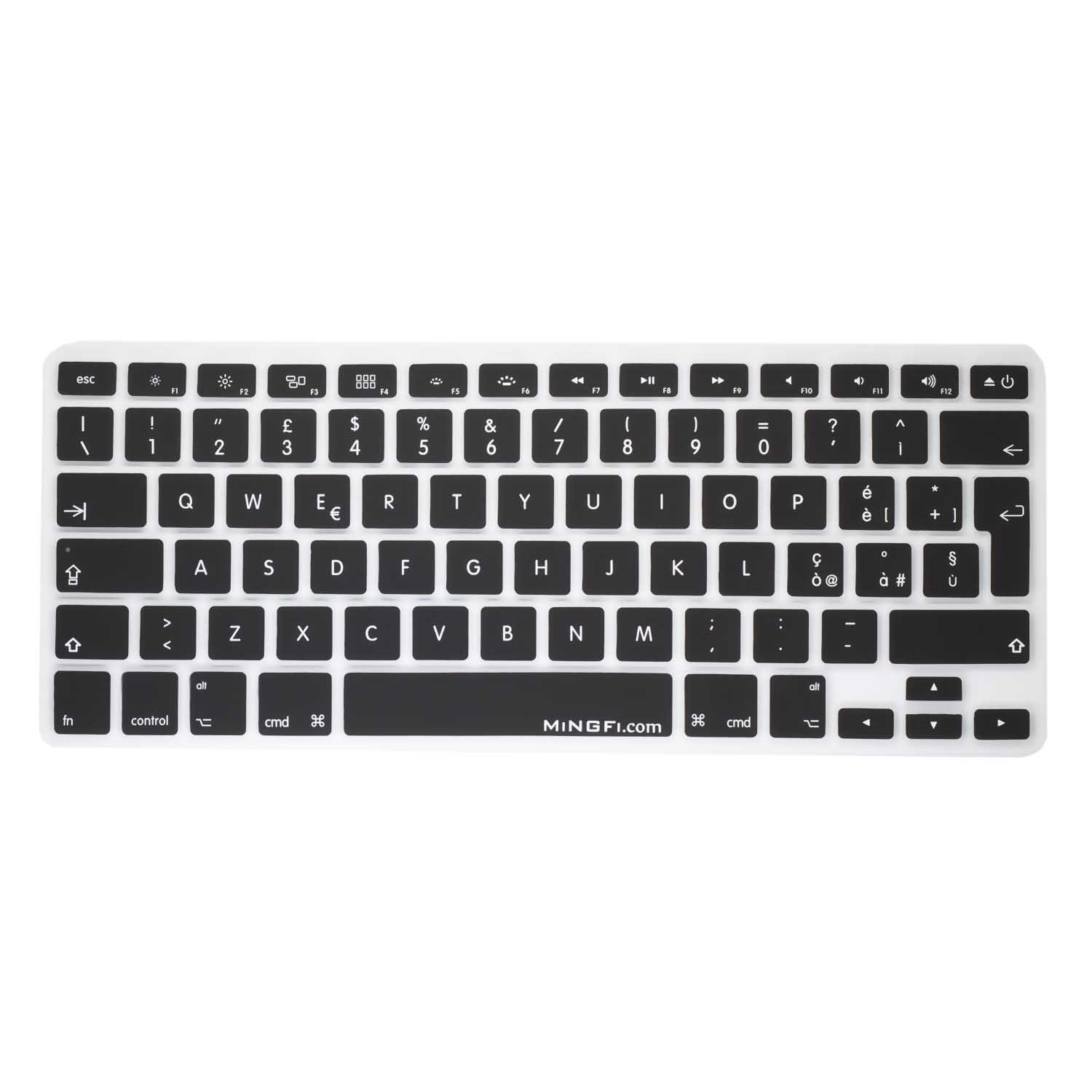 MiNGFi Silicone Italian Keyboard Cover for MacBook Pro 13" A1278 A1425 A1502 (2008–2017), Air 13" A1369 A1466 (2010–2017), Pro 15" A1398 A1286 (2008–2015), Pro 17" A1297 (2011) EU/ISO Layout - Black