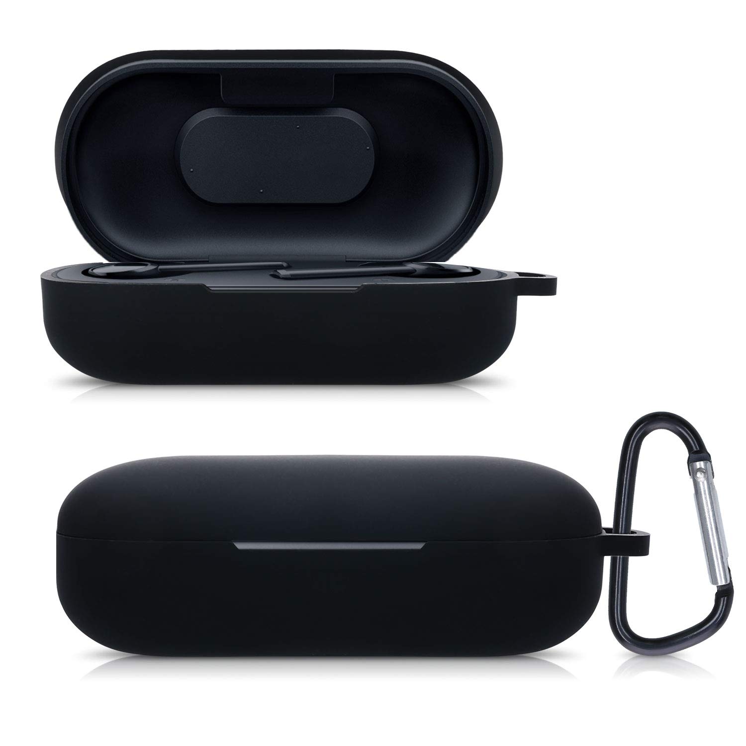 kwmobile Case Compatible with Razer Hammerhead True Wireless Case - Silicone Cover Holder for Earbuds - Black