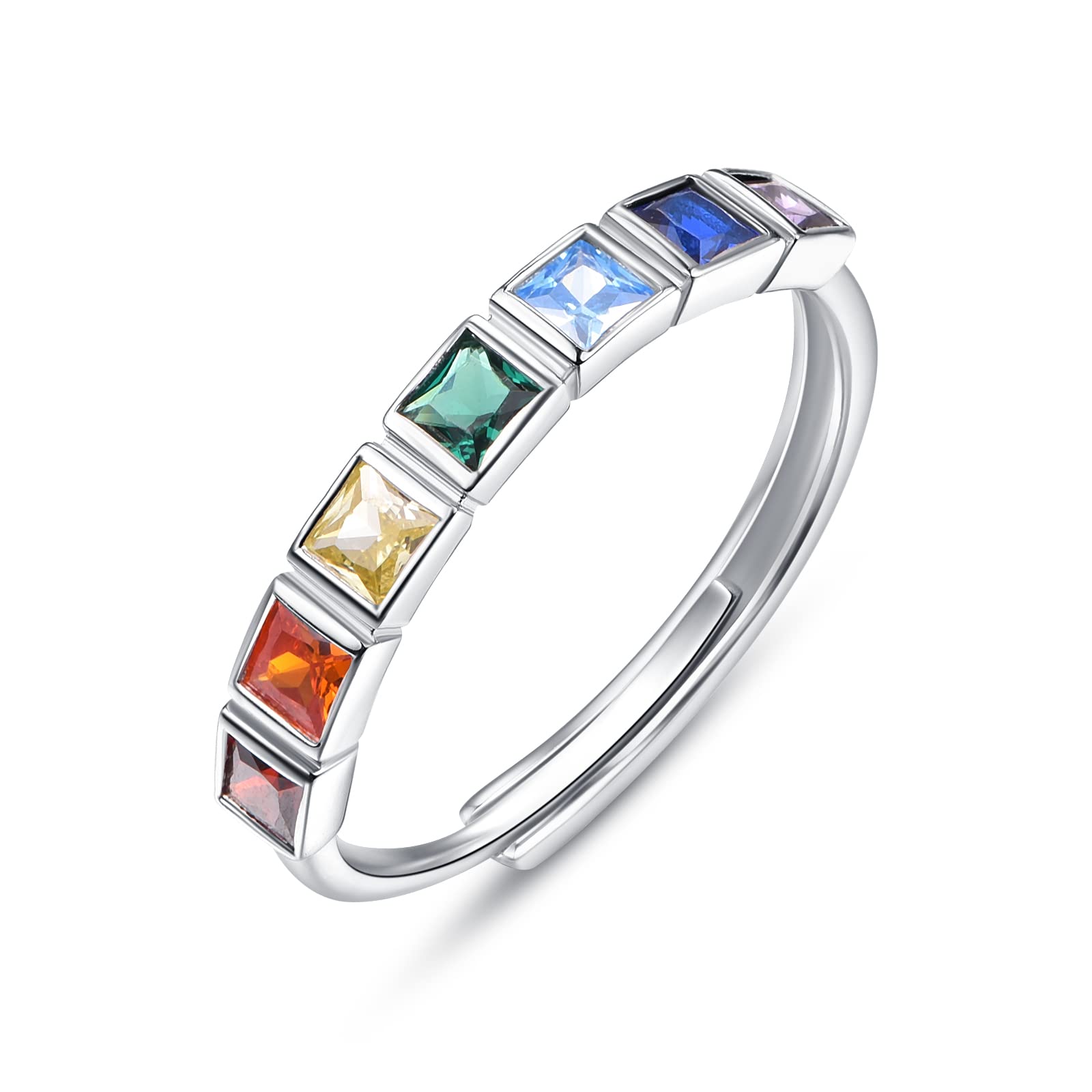 Chakra Gifts for Women Sterling Silver Adjustable Chakra Ring Healing Jewelry Birthday Gifts for Mom Daughter Yoga Lover