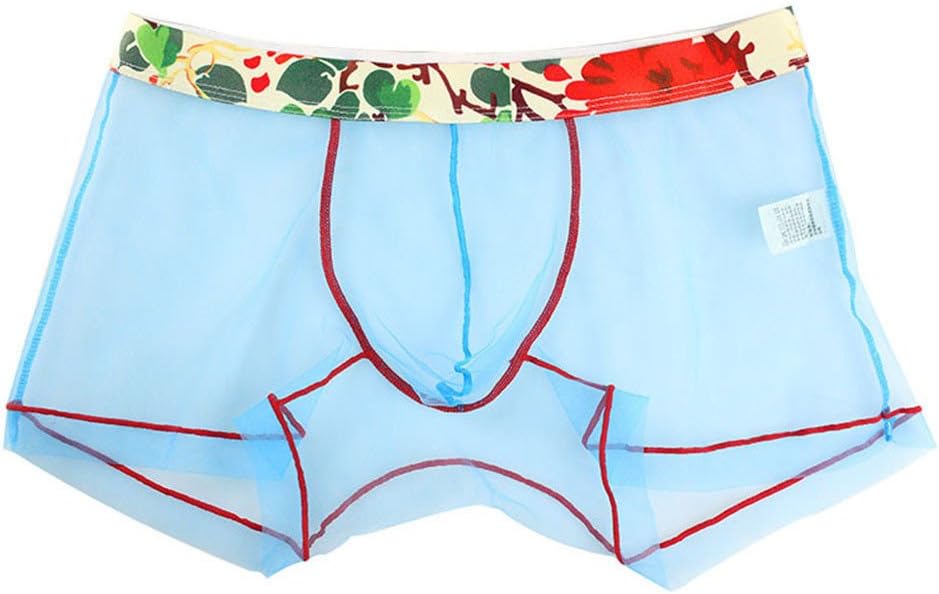 Men Sexy See-through Underwear Boxer Briefs Shorts Bulge Pouch Soft Underpants